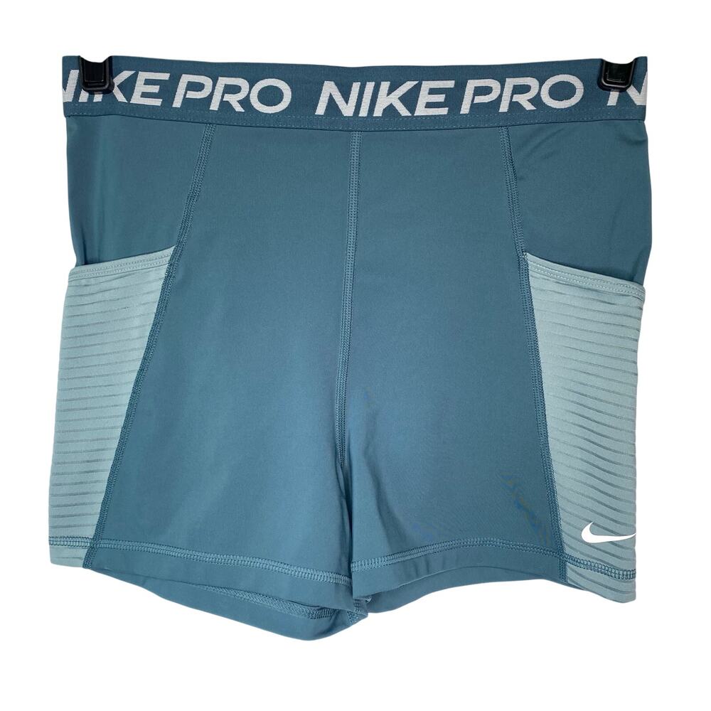 Nike Pro Dri-Fit Teal Tight Fit High Rise 3" Spandex Shorts Size Large Gorpcore